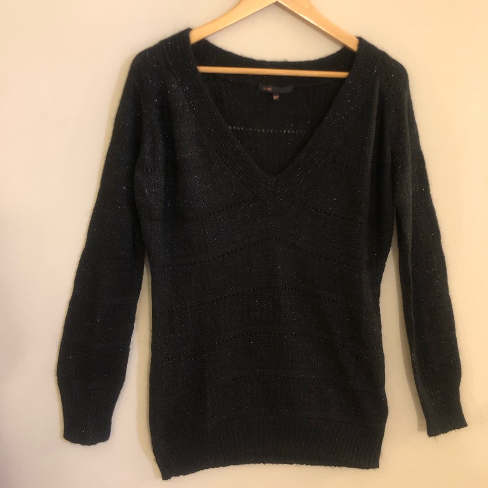 Maje Black Sweater with Subte Sparkles